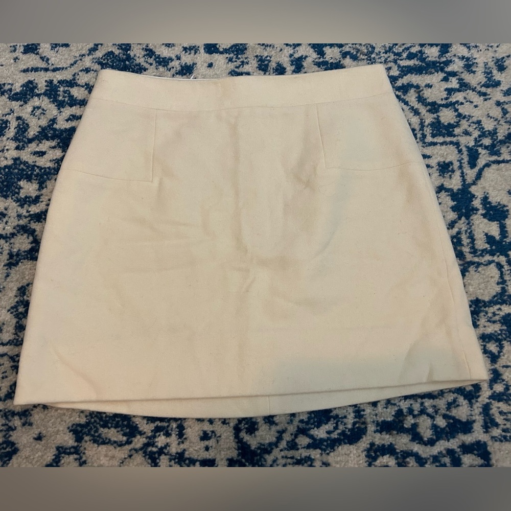J.Crew Ivory Wool Blend Mini Skirt Size 8 Lined Classic